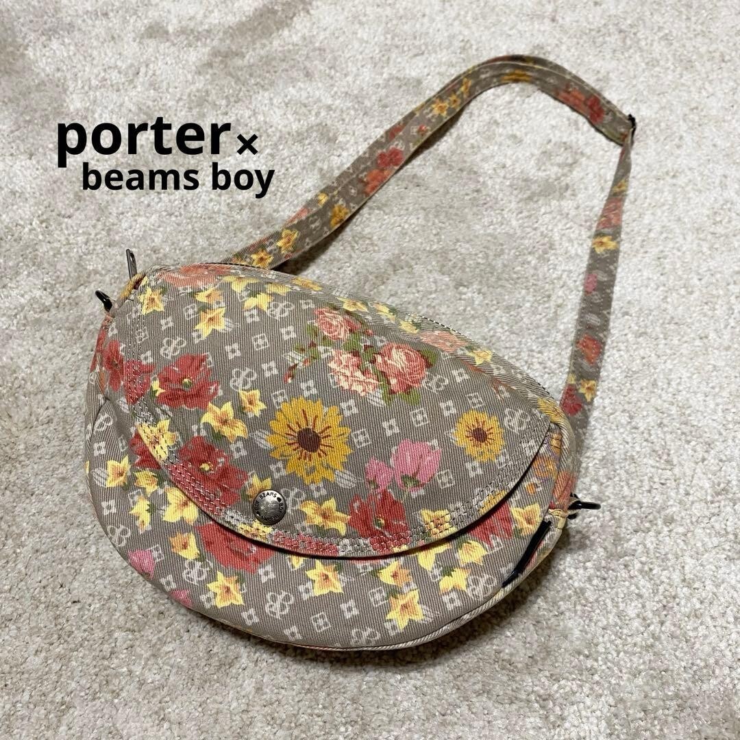 PORTER BEAMS BOY Monogram Floral Shoulder Bag Gray Japan Women 25cm 17cm 9cm