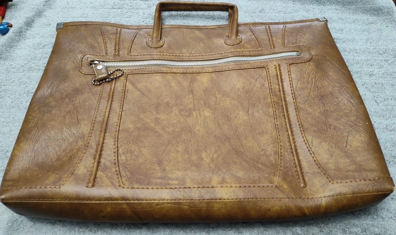 Vtg 1975 American Luggage Works Escort Brown Leather Briefcase Portfolio Attache