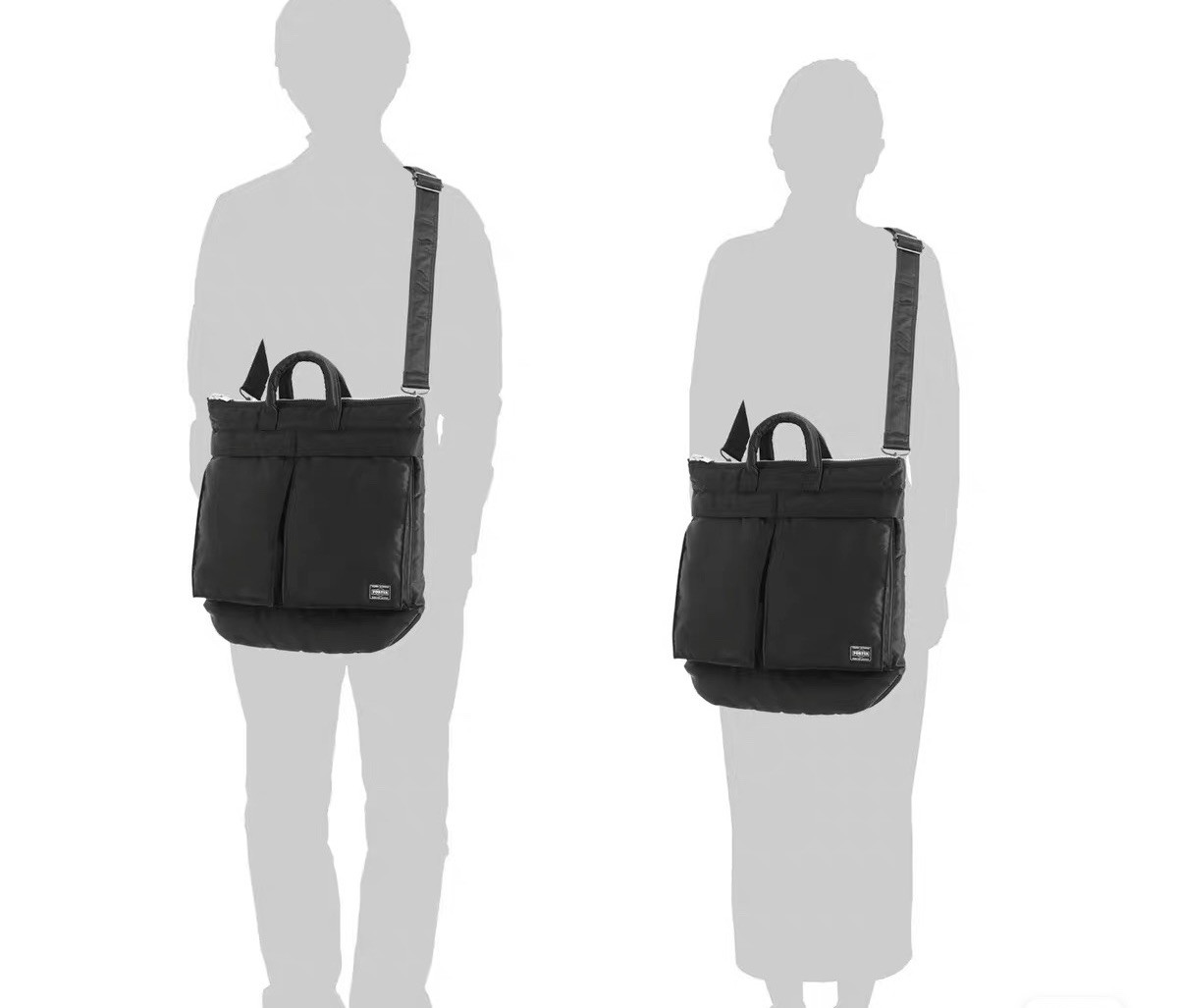 HEAD PORTER Yoshida Tanker Helmet Bag Black 2Way Tote Shoulder 14” Made In Japan