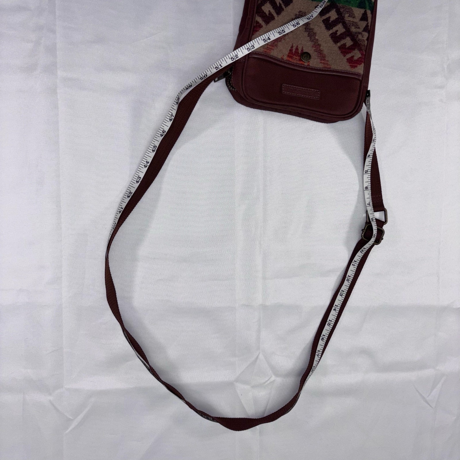 Pendleton Virgin Wool Crossbody Bag Cowhide Trim Aztec Red