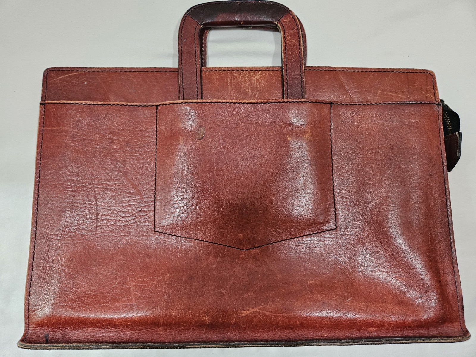 Vintage Pegasus Drop Handle Briefcase Brown Leather Made In USA 17.5 x 12 Inches