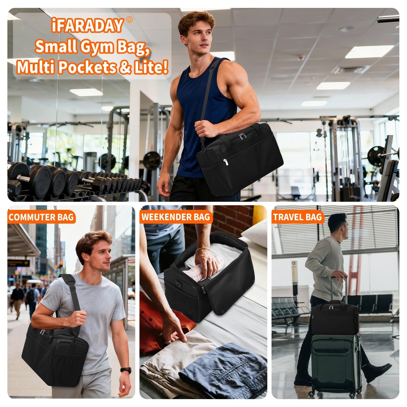 20L Small Duffle Bag for Gym – Carry On Personal Item Travel Duffle Bag, Week…