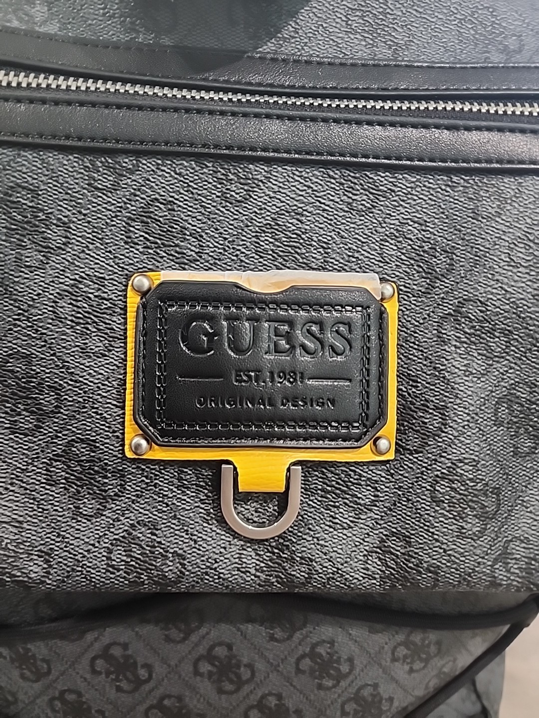 GUESS Salameda Logo Backpack Grey Blaster Wash Utility Drawstring Laptop Pocket