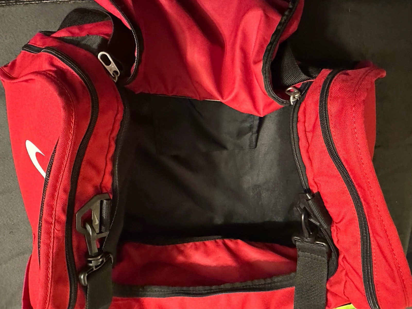 Nike Duffle Bag 20x12in- Red/Black/White Swoosh In Preowned