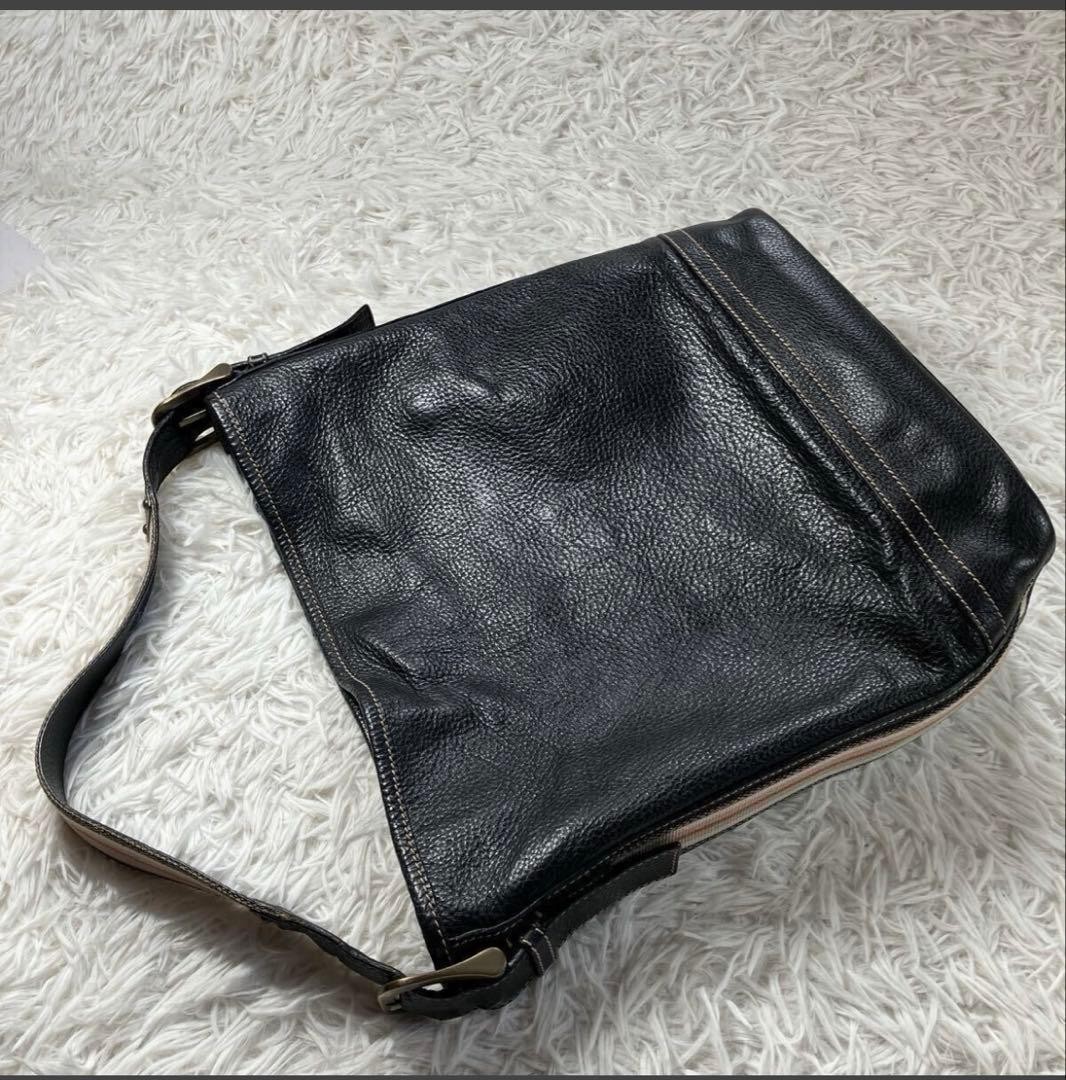 Authentic Burberry Leather Tote Bag Men’s Women’s 35cm x 37cm Large Capacity Bla