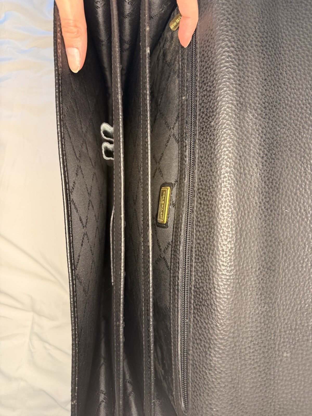 Cole Haan Men’s Black Briefcase/Document Case Lock Closure Top Handle Lined