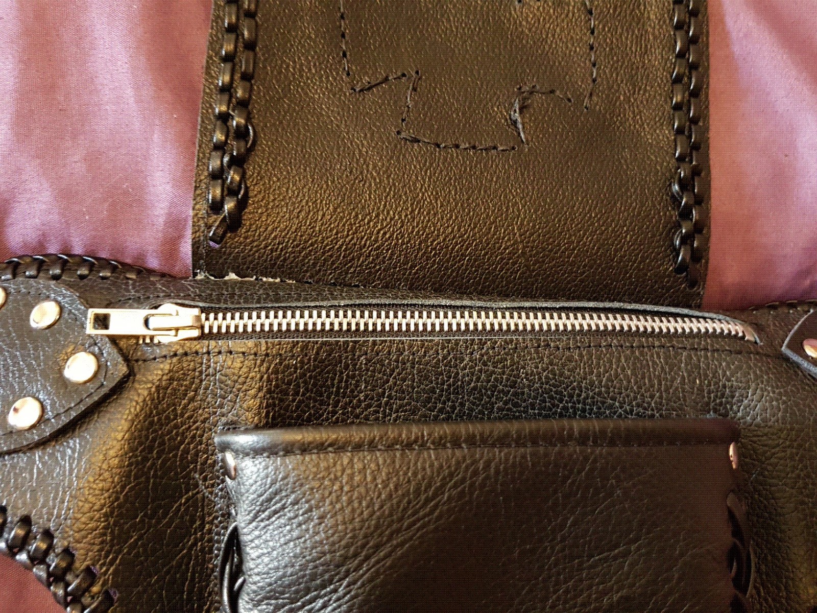 Leather & Seasnake Utility Belt Pouch Biker Hip Money Belt Larp Steampunk