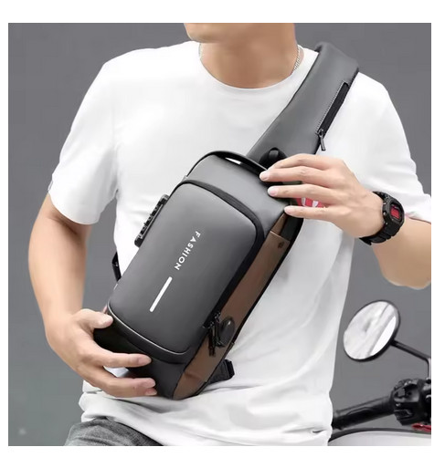 Men Anti Theft Chest Bag USB Charging Sling Crossbody Shoulder Pack Trip Bag