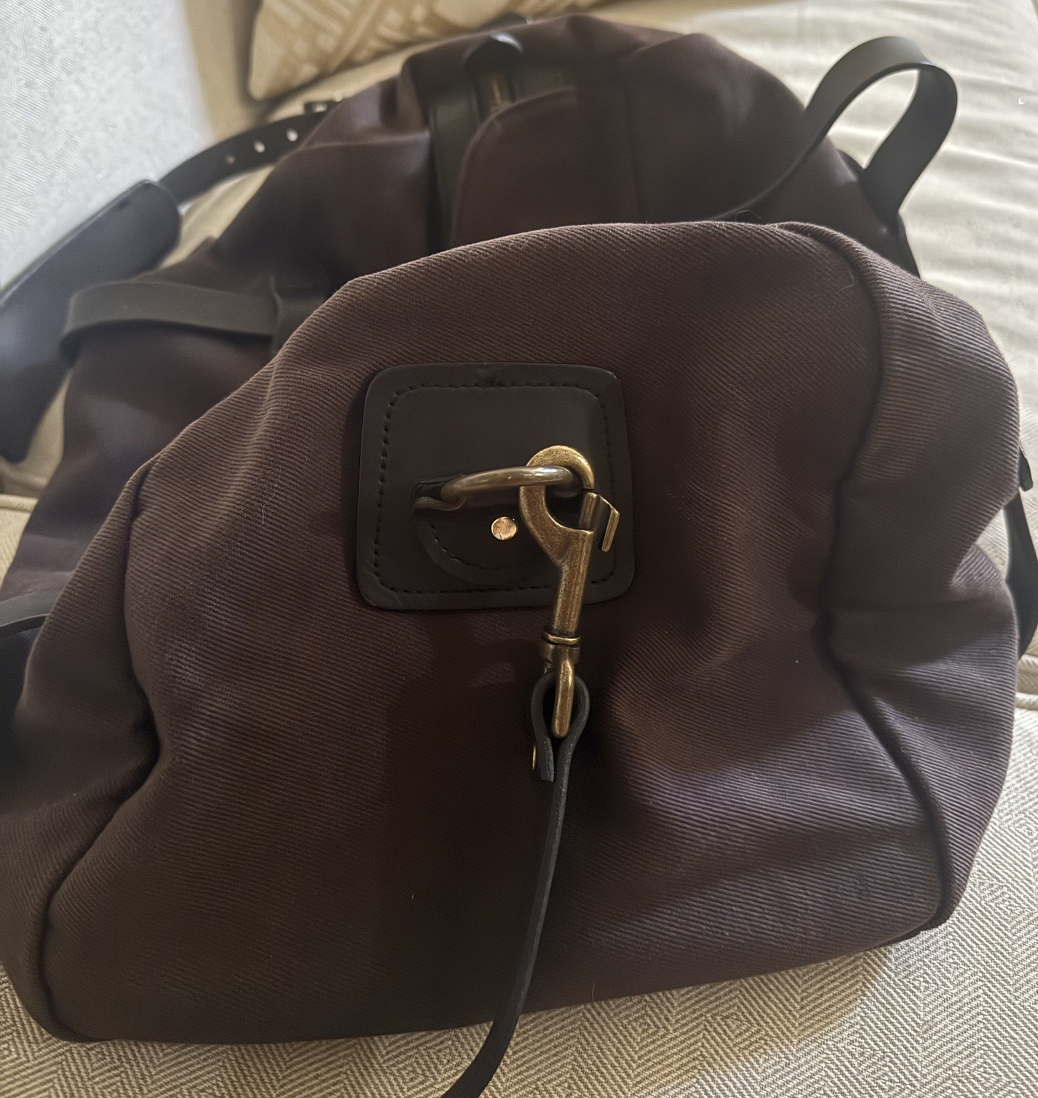 FILSON Dark Brown Twill SMALL Duffle #220 Shoulder Strap Leather Trim 💥