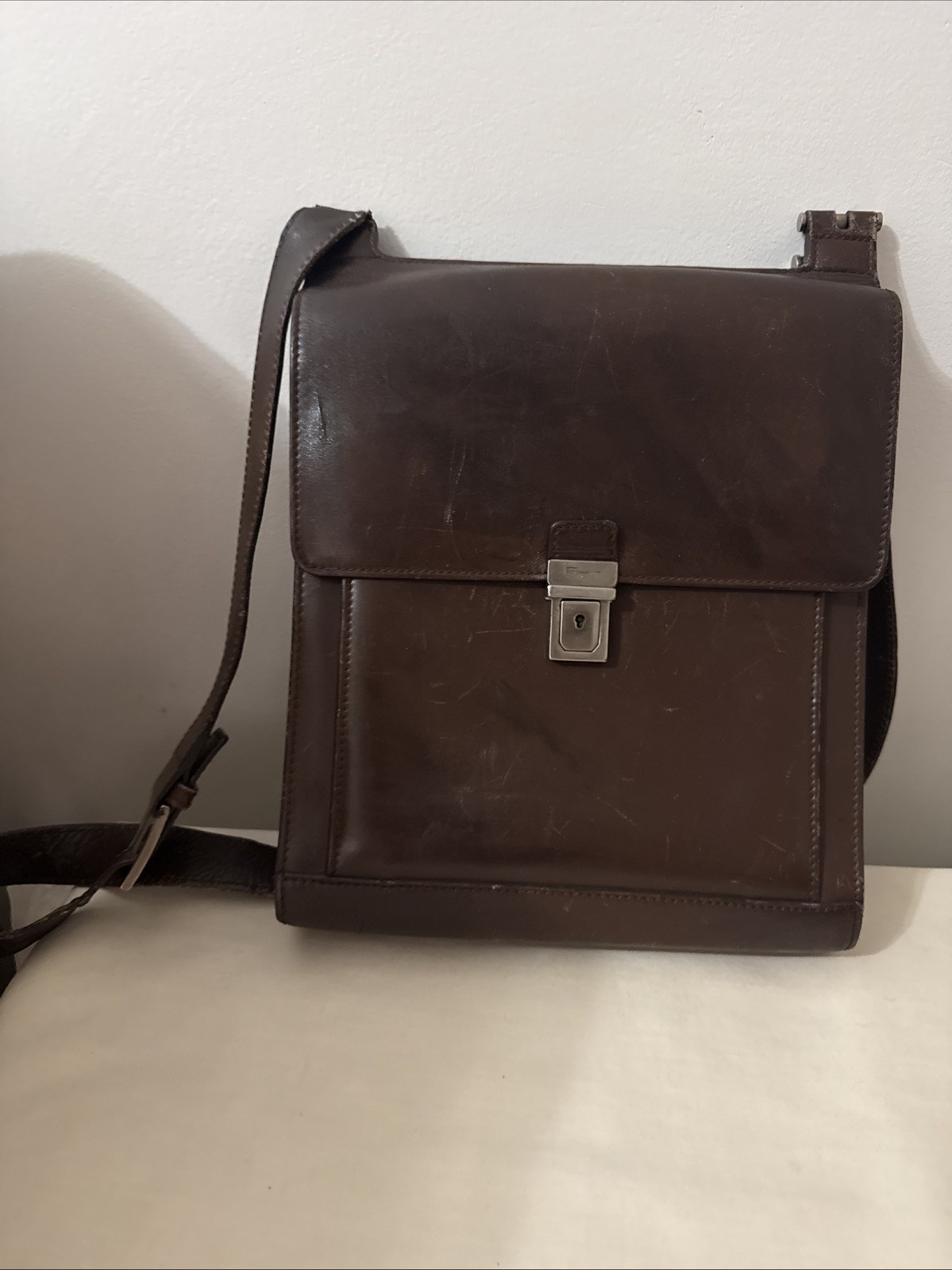 Salvatore Ferragamo Brown Leather Shoulder Bag Made in Italy FB-24 7509 Vintage