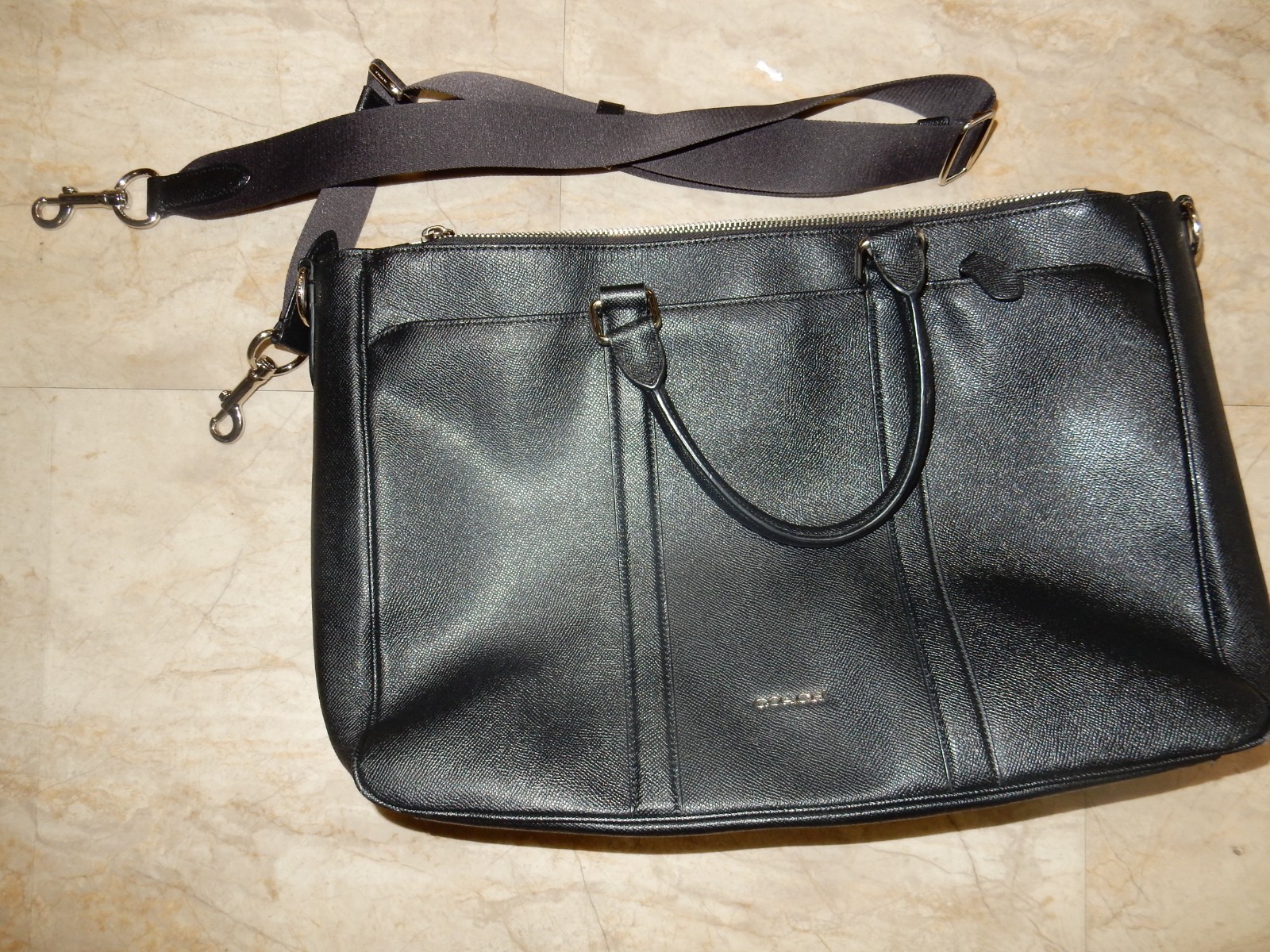 Coach F59141 Perry Metropolitan Briefcase Black Razor Crossgrain Leather Bag