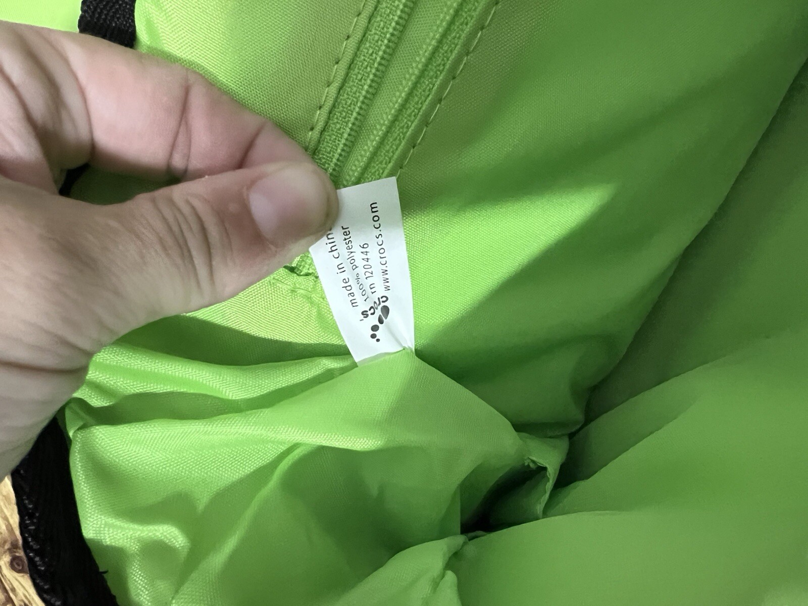 Crocs Graffiti Dinosaur Messenger Bag Adult Lime Green Interior