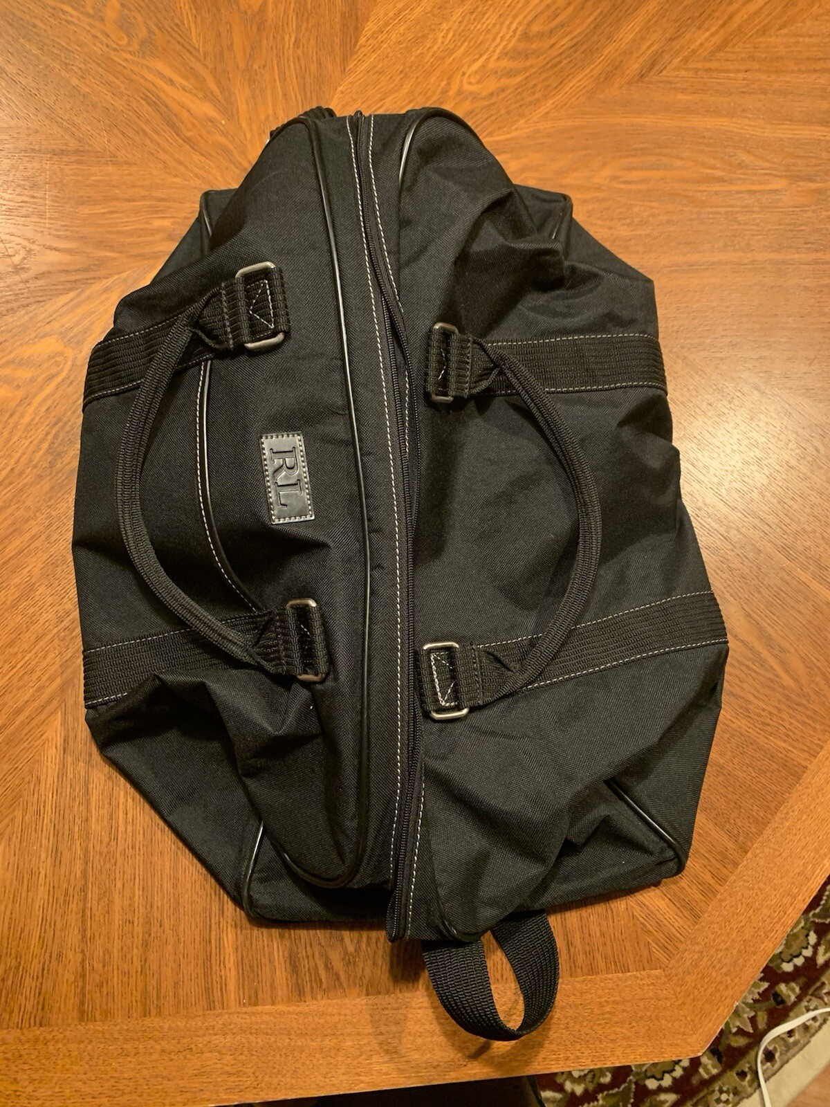 RL Black Duffle Bag 20x12x11 Missing Main Zipper