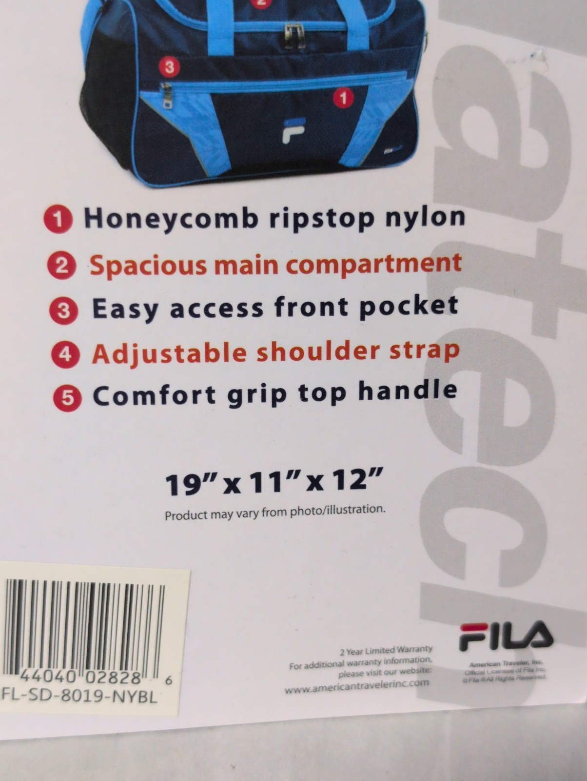 Fila Sport Duffel Drone Filatech Small Bag 19″ L X 11″ W X 12″ H. NEW With Tags