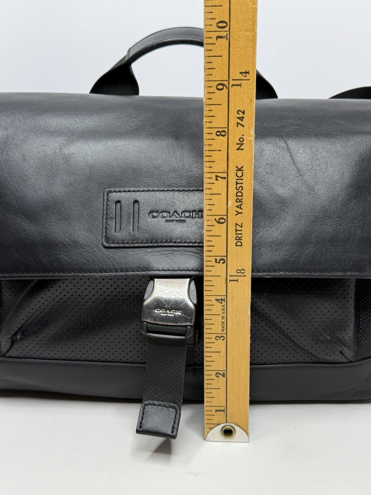 Coach Black Leather Canvas Top Handle Biker Messenger Crossbody Bag