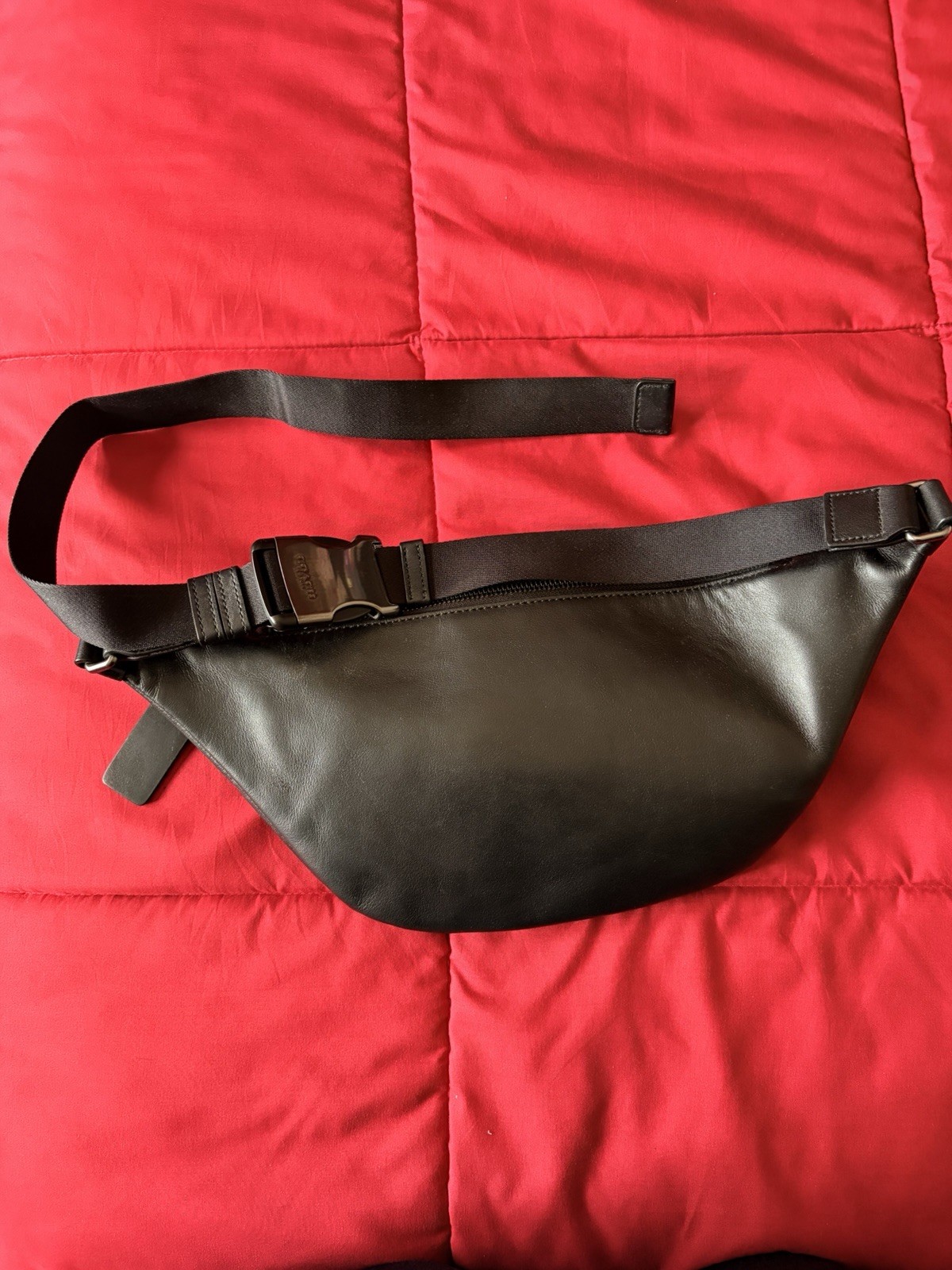 Coach Men Charcoal/Black Signature Canvas &Leather Warren Belt Bag (78777) – NWT