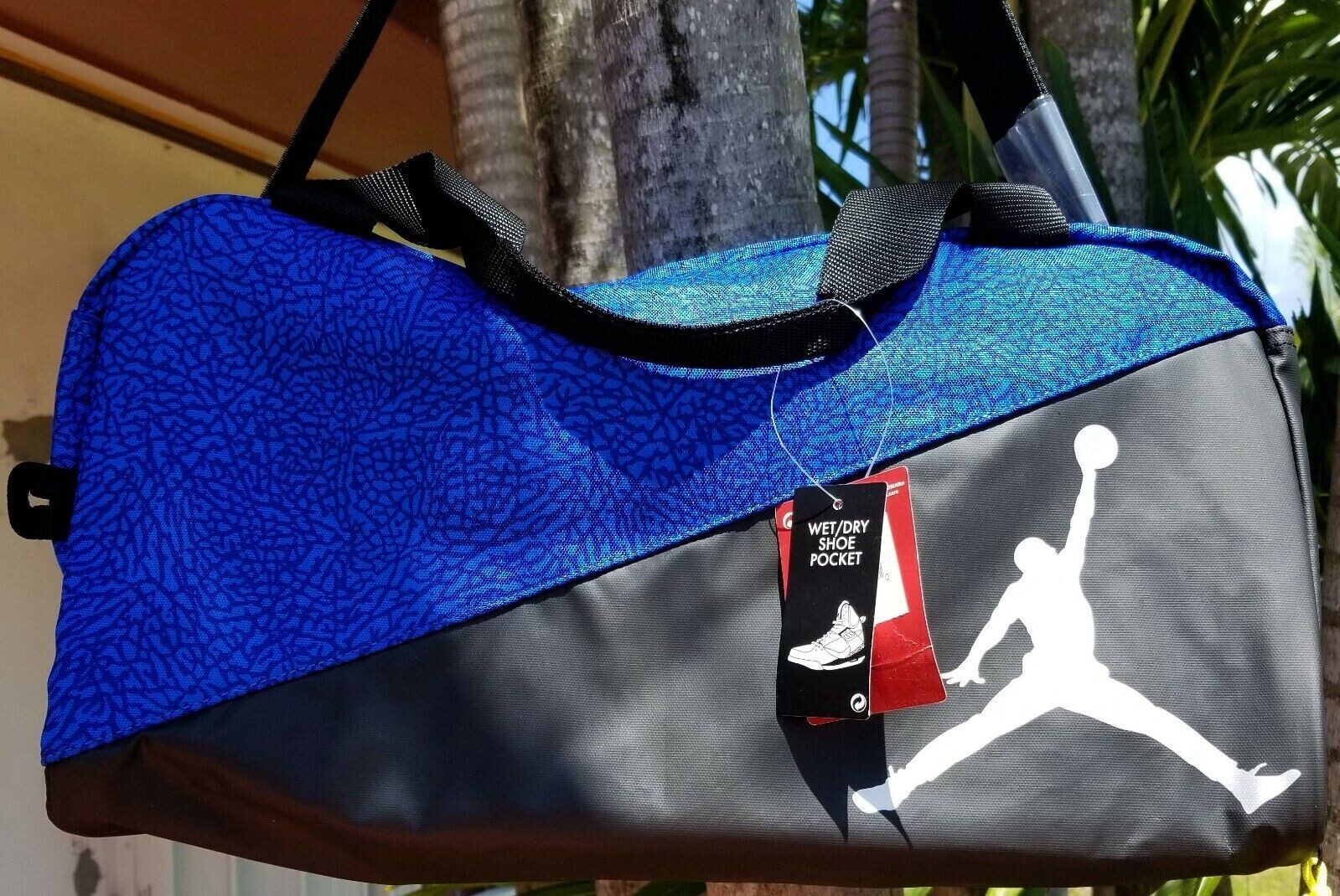 🔥 Jordan Air Jumpman Elemental Duffle Bag Blue Elephant Print Dry/Wet Pocket