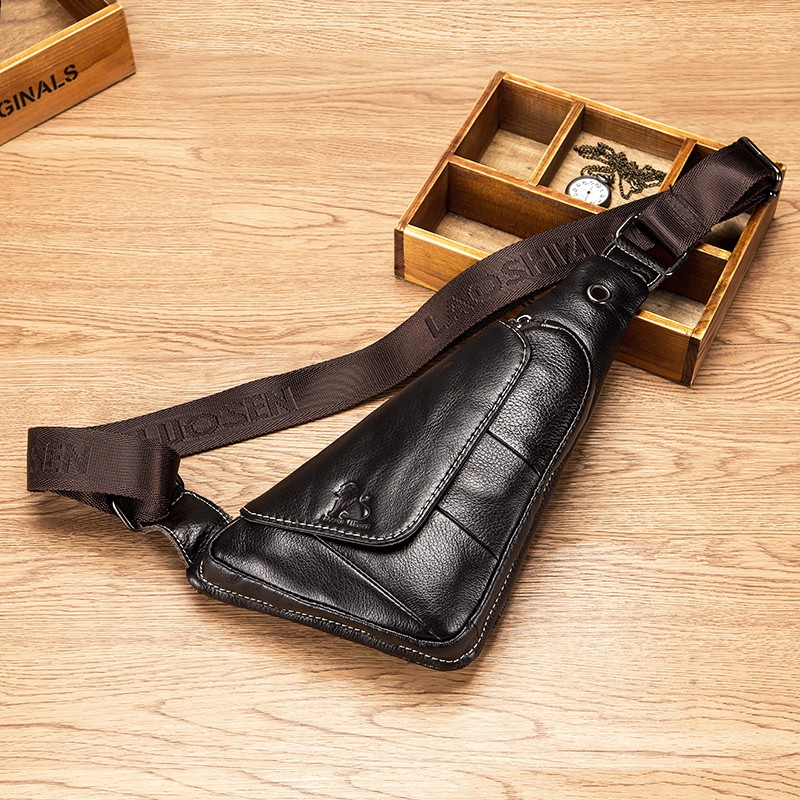 Mens Leather Shoulder Bag Sling Bag for Men Crossbody Bag Chest Bag Daypack New