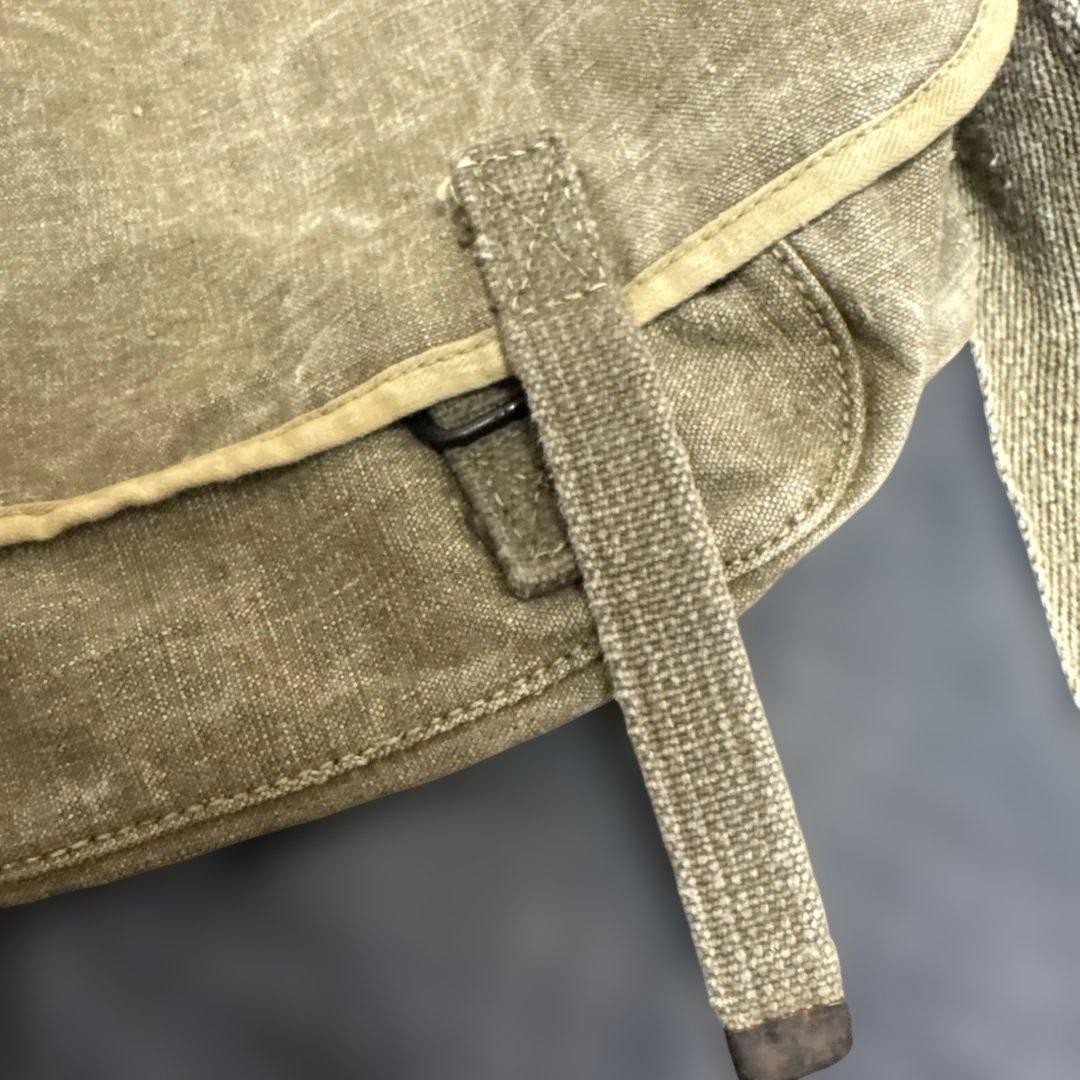 French Army Linen Shoulder Bag 1950s Used Military Canvas