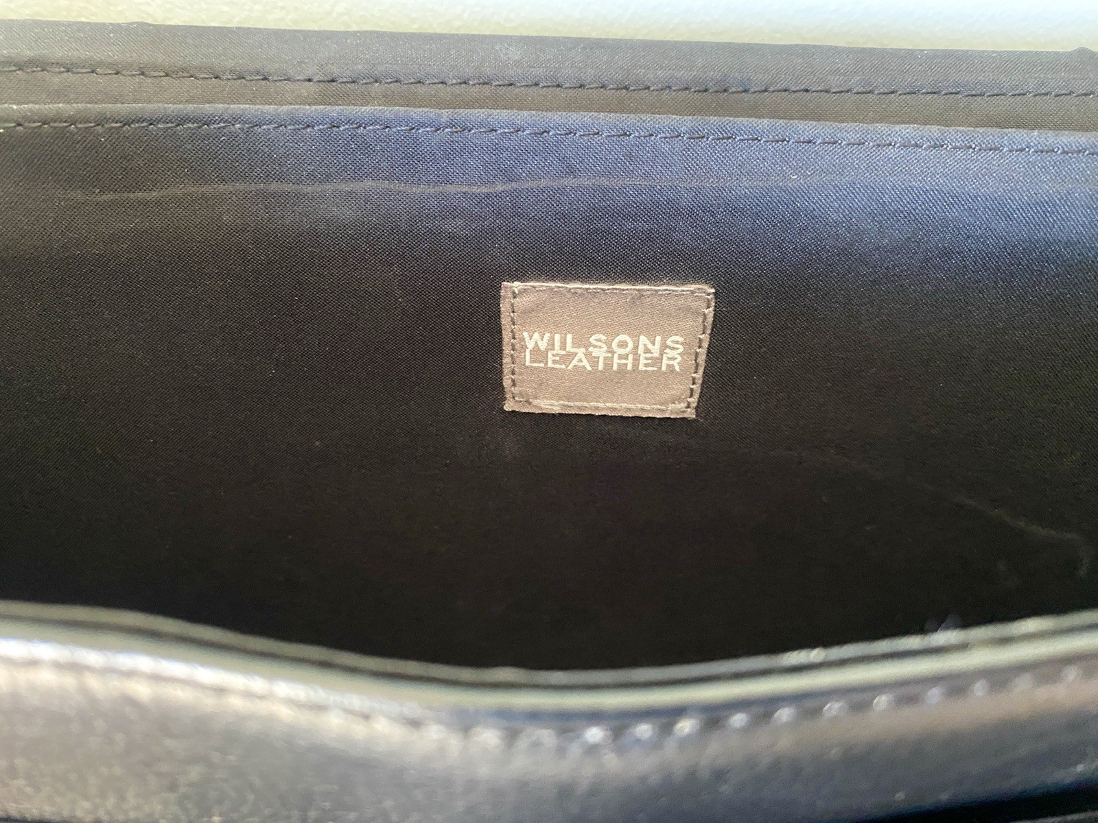 Wilson Black Leather Satchel Messenger Bag Laptop Computer Commute MINT