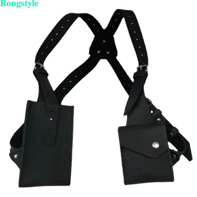 Shoulder Harness Bag Steampunk PU Leather Anti Double Wallet Underarm Bag Case