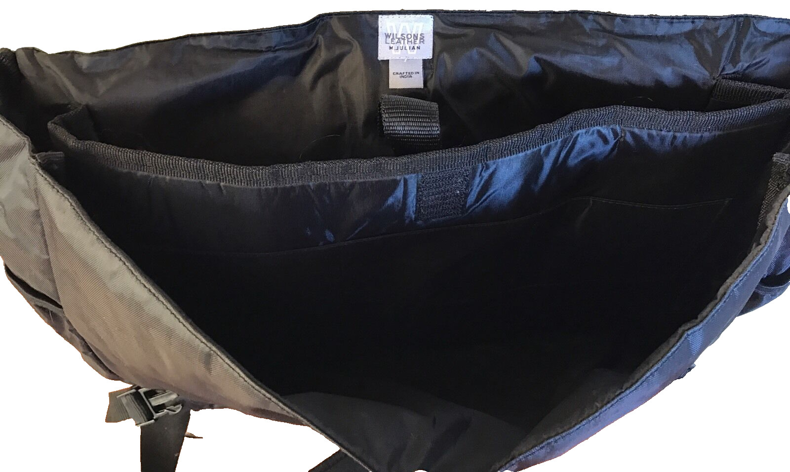 Vintage Wilsons Leather Messenger Crossbody Bag Brown Black Soft Laptop Y2K NOS