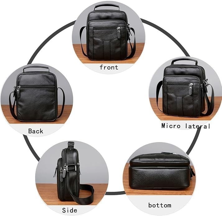 Men Genuine Leather Messenger Bag – Crossbody Shoulder Bag Casual Business