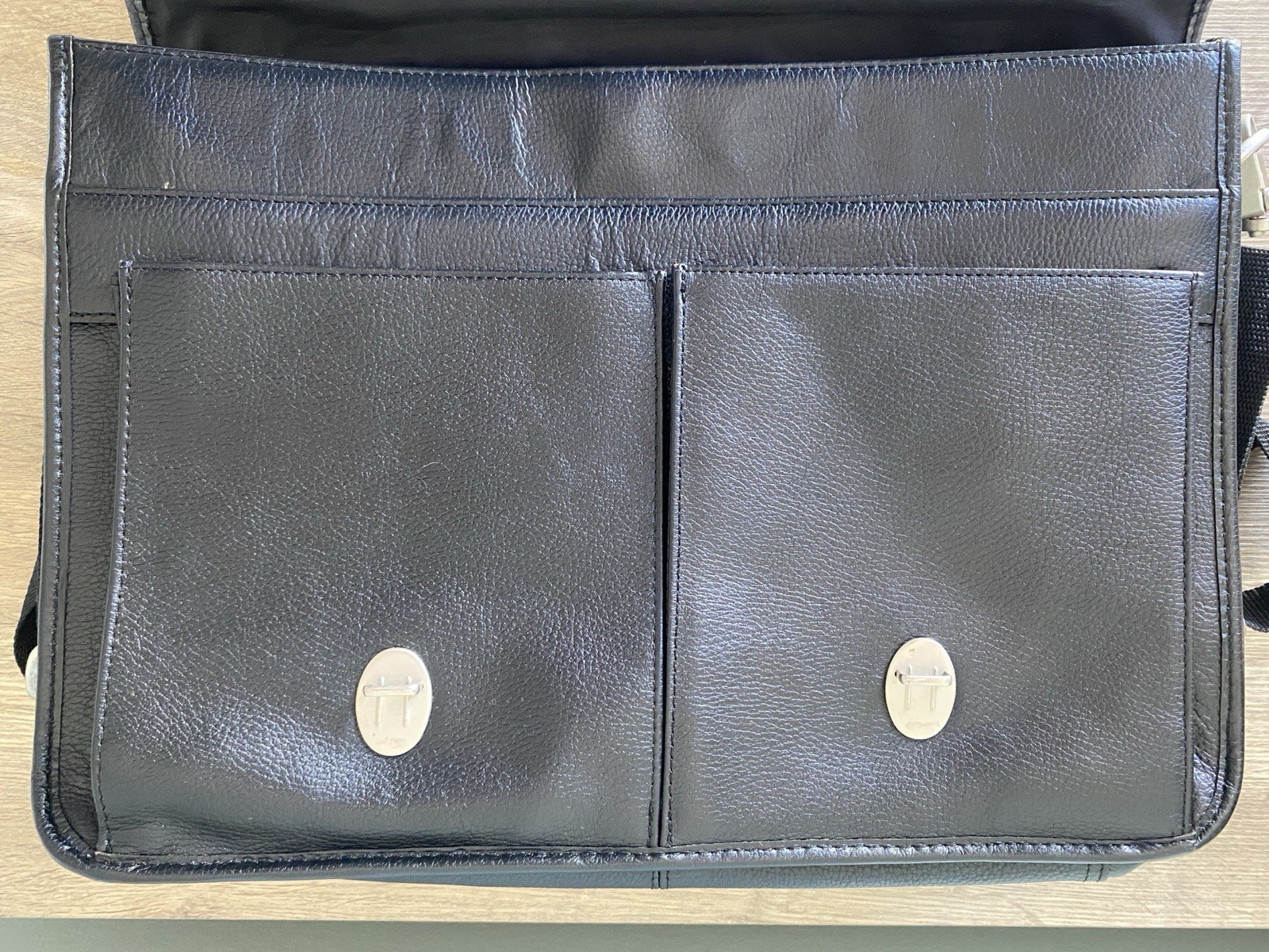 Wilson Black Leather Satchel Messenger Bag Laptop Computer Commute MINT