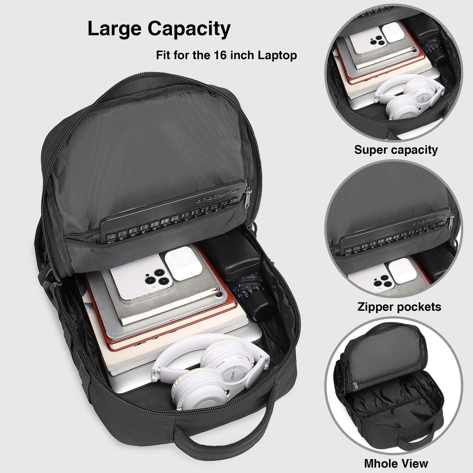 Wotony Military Tactical Backpack for Men Waterproof Daypack 3 Day (Black, 25L)