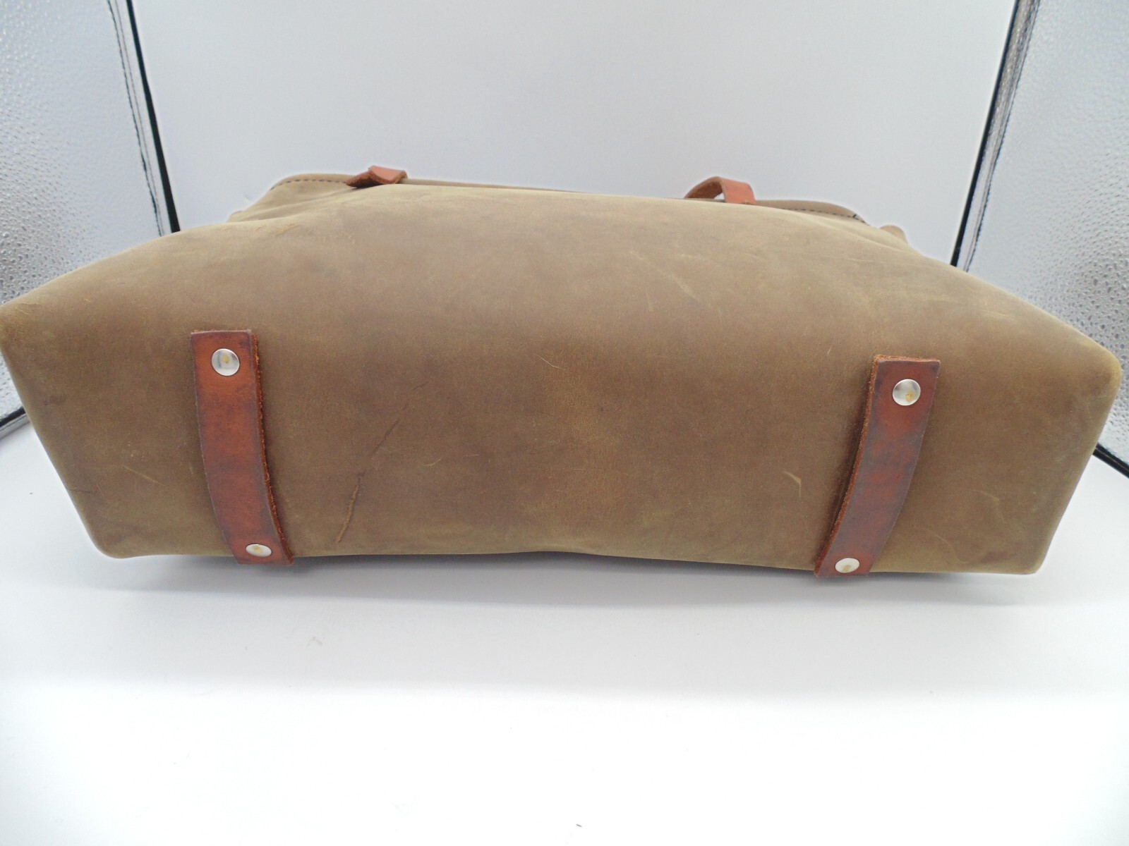 GOERTZEN Handmade in Montana USA Rustic Brown Thick Leather Tote Shoulder Bag LG