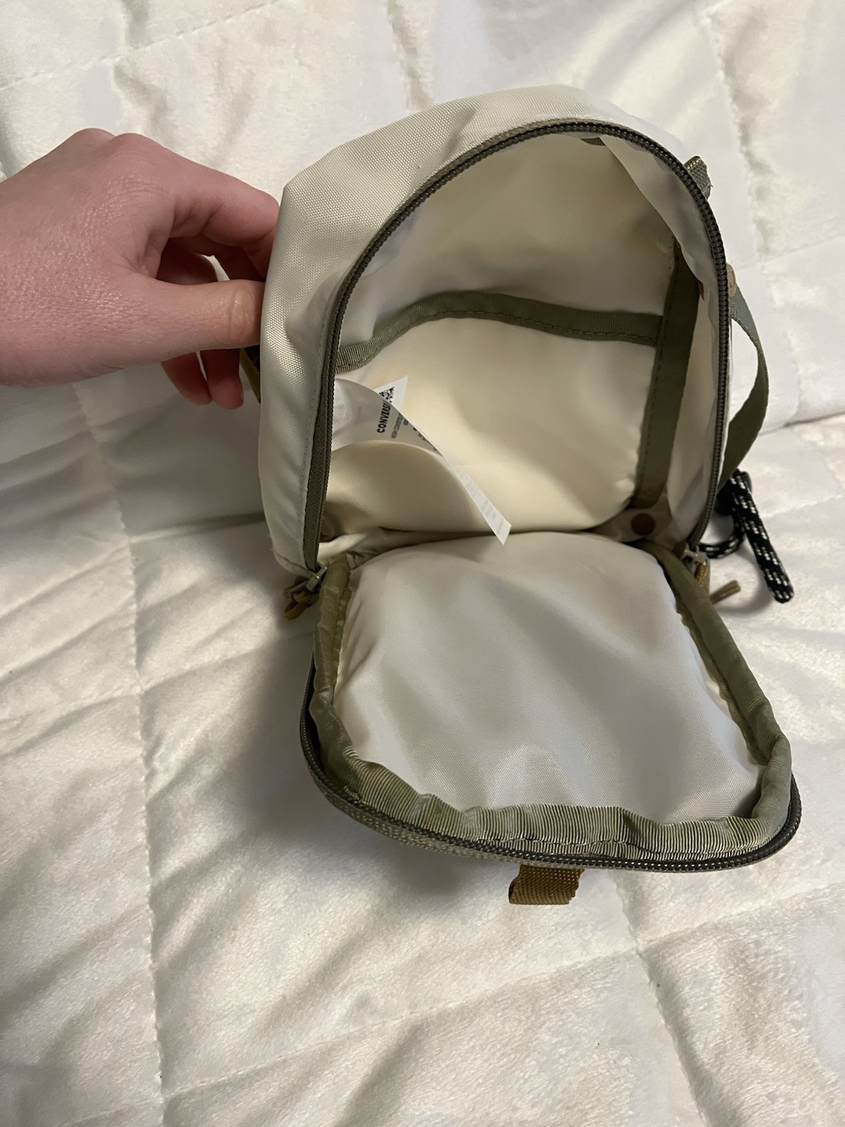 Converse Crossbody Bag Small Beige Olive Black Adjustable Rope Strap Zip