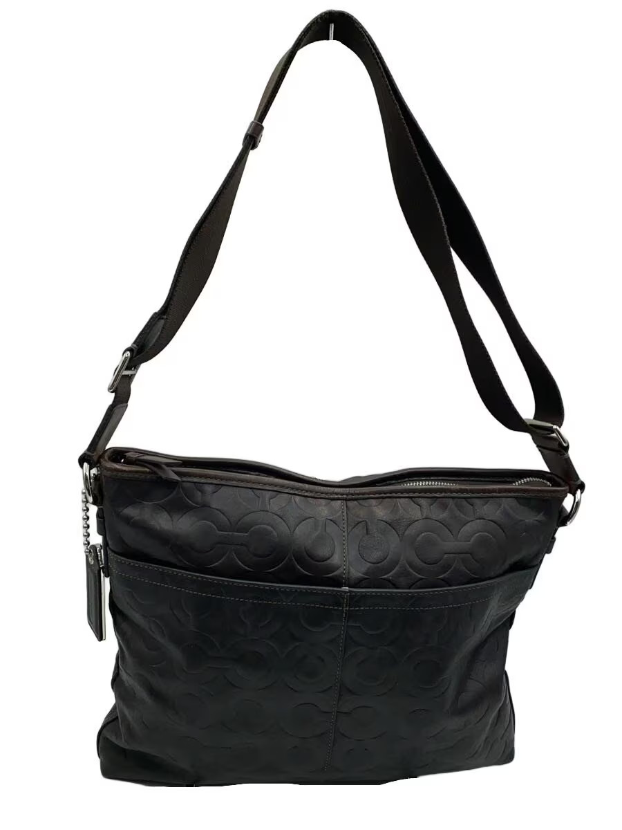 COACH Shoulder Bag Op Art Leather BRW All-Over Pattern