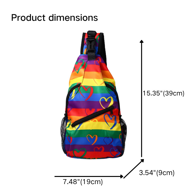 Men’s Womens Pride Day Rainbow Heart Crossbody Bag Anti-Theft Pride Shoulder Bag