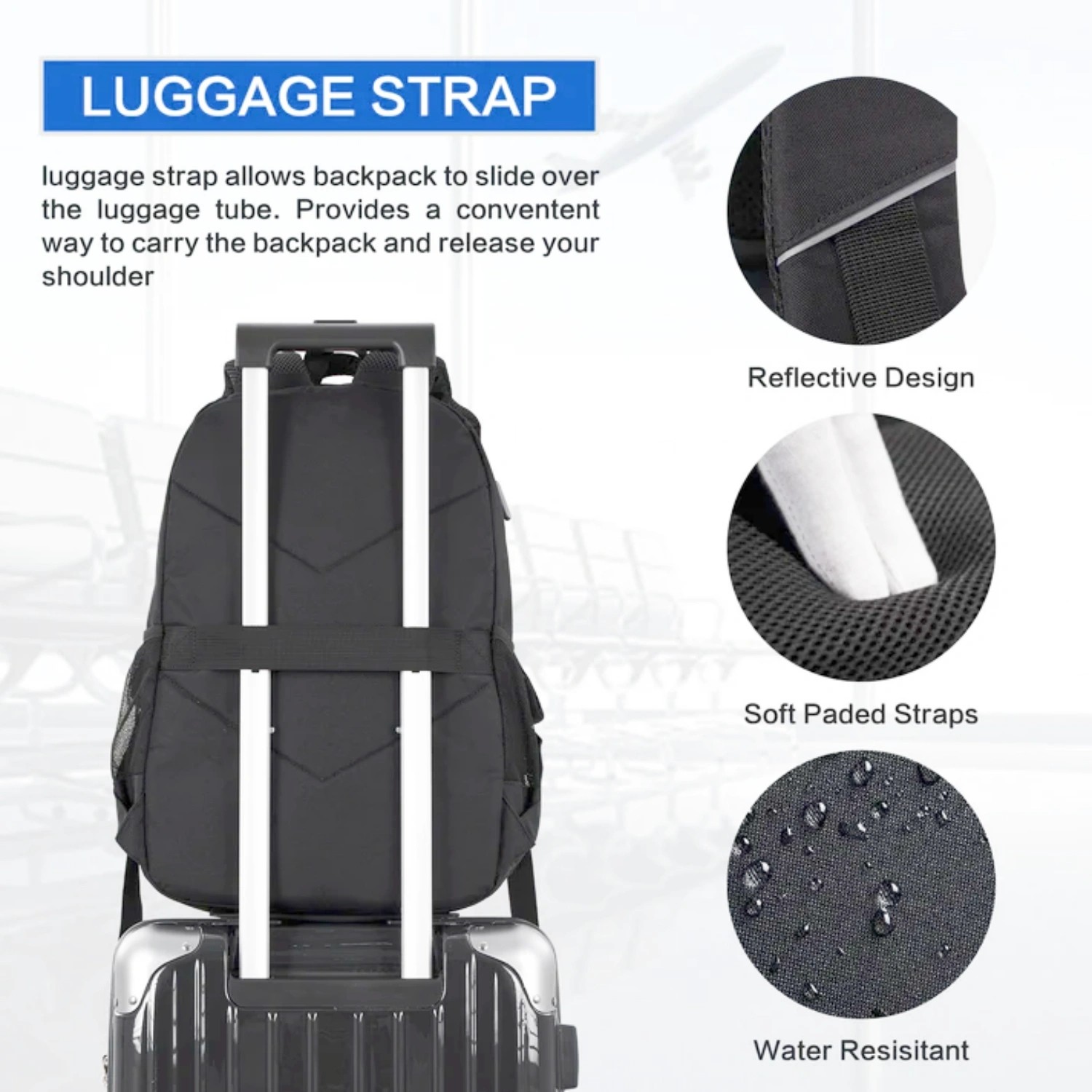 OIWAS 17.3″ Laptop Backpack Men Business Travel Backpack Daily Leisure Bag Black