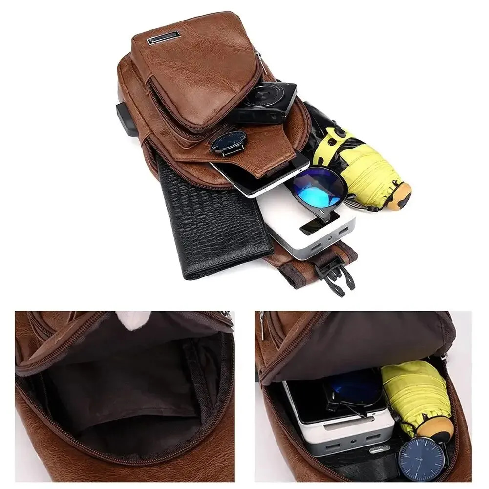 Simple and Fashionable Casual Solid Color PU Multifunctional USB Charging Zipper