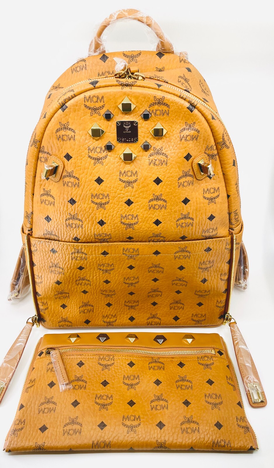 MCM Backpack DUAL STARK Visetos CognacBrown Medium MMK 6sve79 Leather Authentic