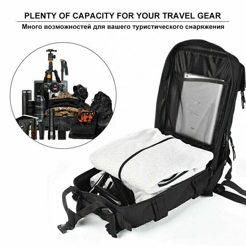 30L Outdoor Military Tactical Backpack Rucksack Camping Hiking Travel Bag Black