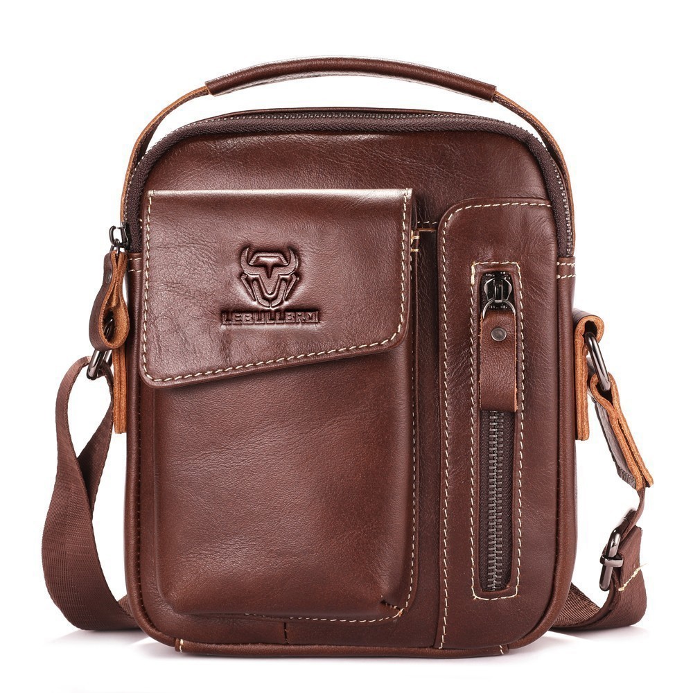 LEBULLBRO Men’s Genuine Leather Crossbody Bag Sling Bag & Shoulder Chest Bag