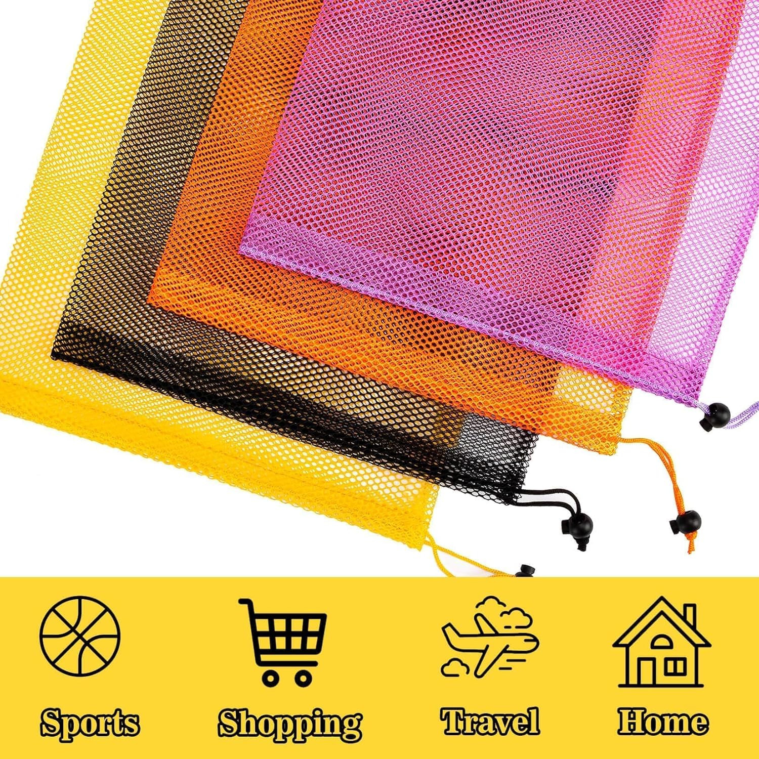 4PCS Colorful Mesh Drawstring Bag – Mesh Bag 18X12 Inch Breathable Nylon Mesh St