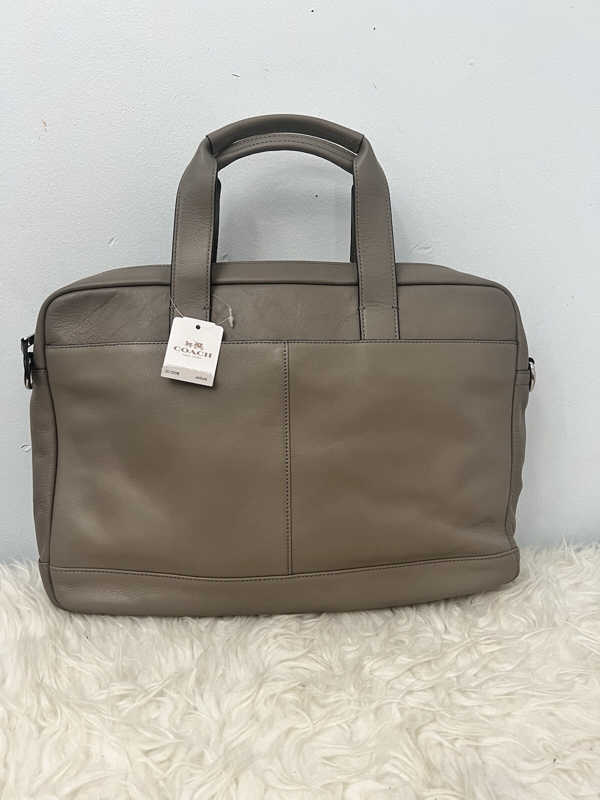 Coach Mens Hudson Surplus Green Smooth Leather Briefcase Bag F71561
