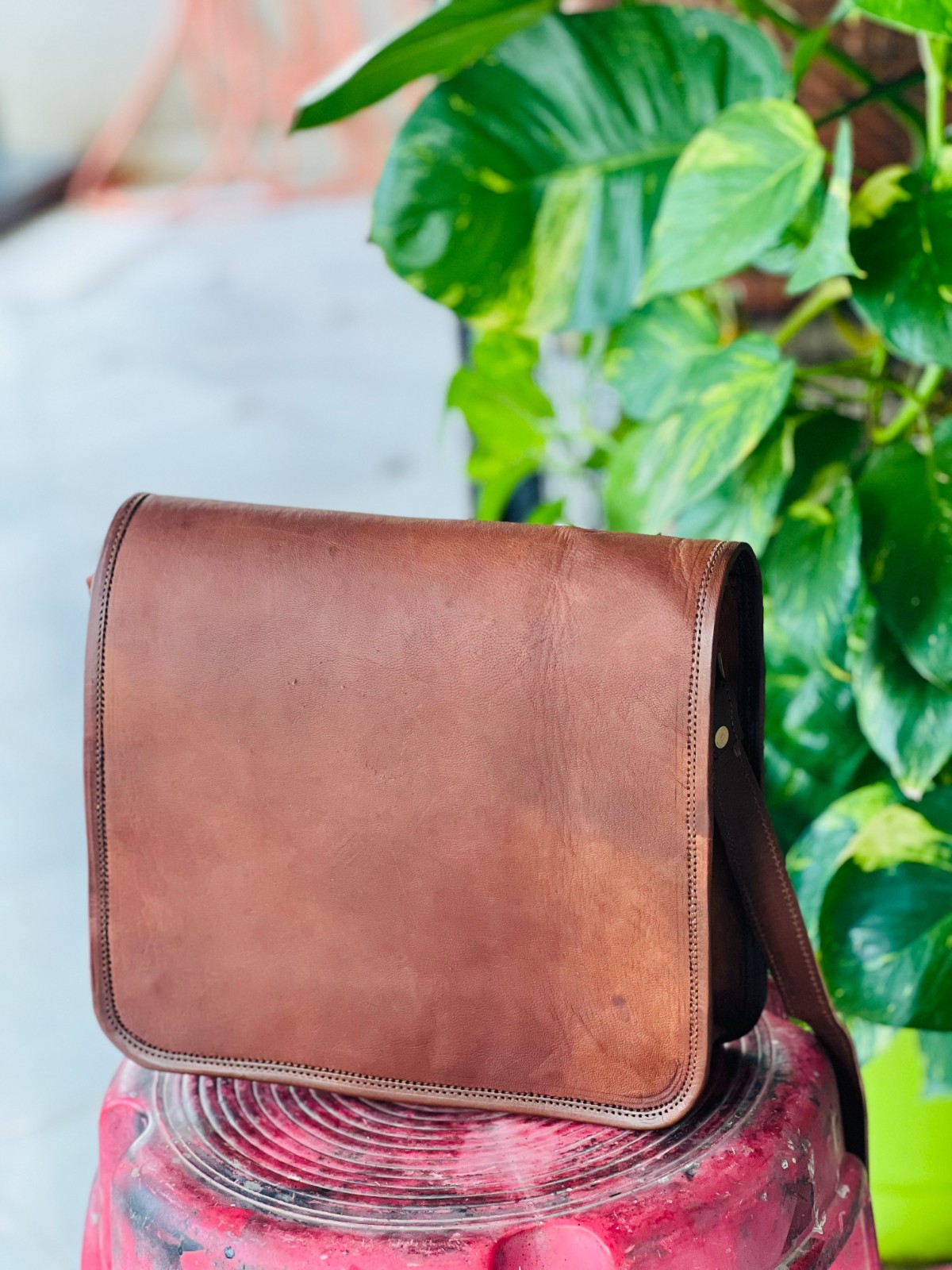 Handmade Vintage Goat Leather Laptop Messenger Bag Rare Men’s Briefcase Satchel
