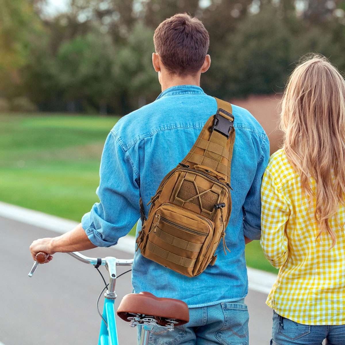 Mens Outdoor Shoulder Chest Bag Military Tactical Backpack Travel Camping Hiking