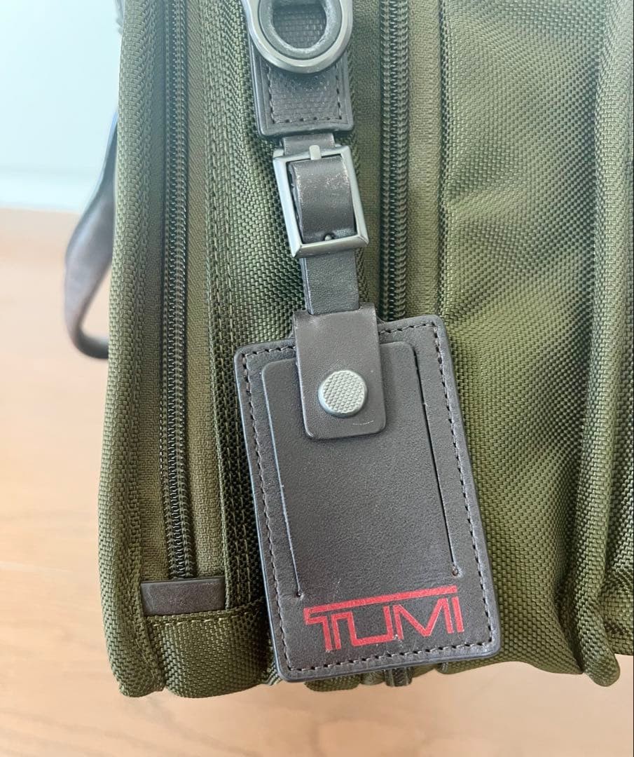 TUMI Alpha Expandable Business Bag 2Way Khaki Olive Nylon Leather PC Storage