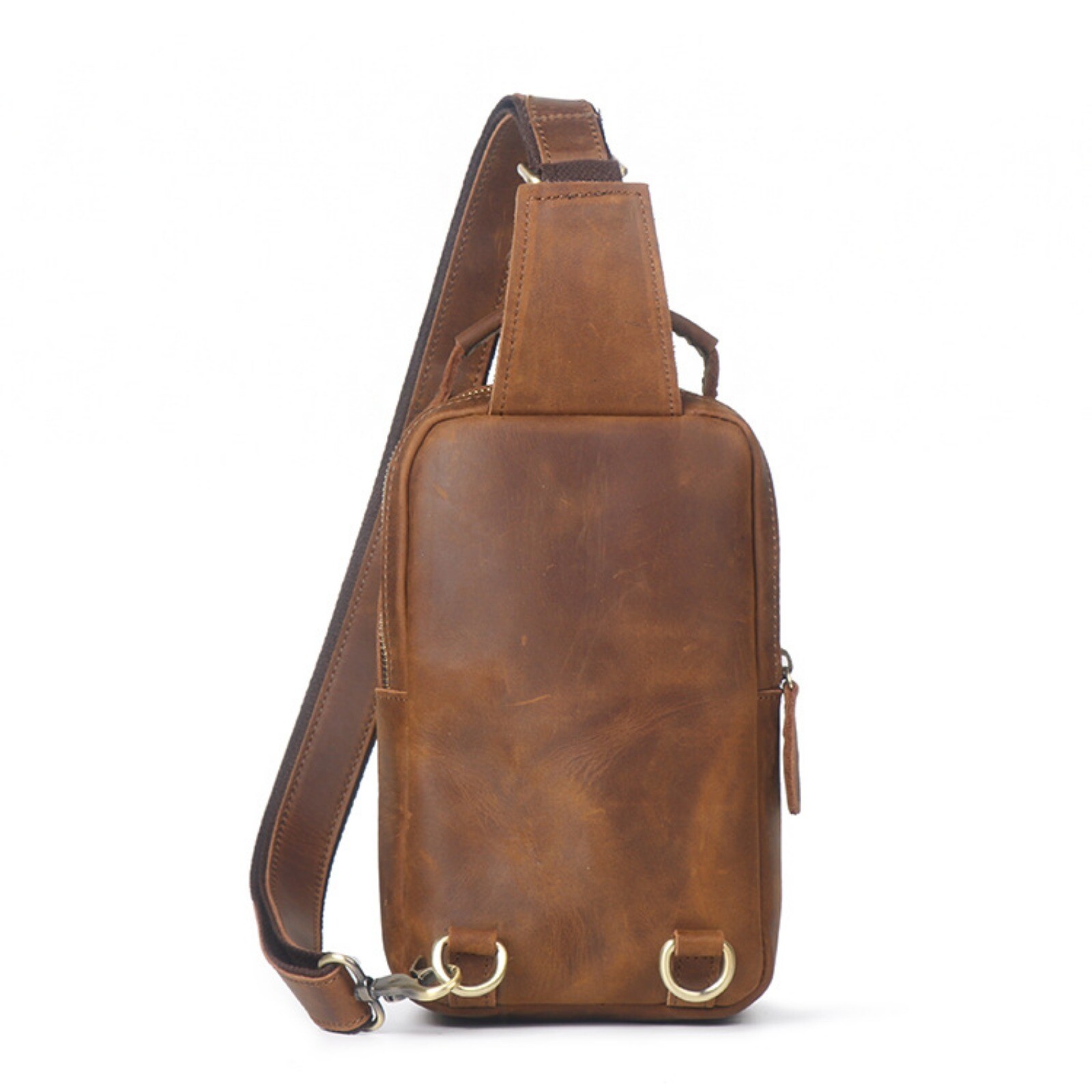Men’s Leather Sling Backpack Crossbody Chest Bag for Travel Shoulder Pack