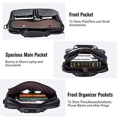 Men’s Leather Briefcase Messenger Bag – Handmade Business Travel Laptop Bag