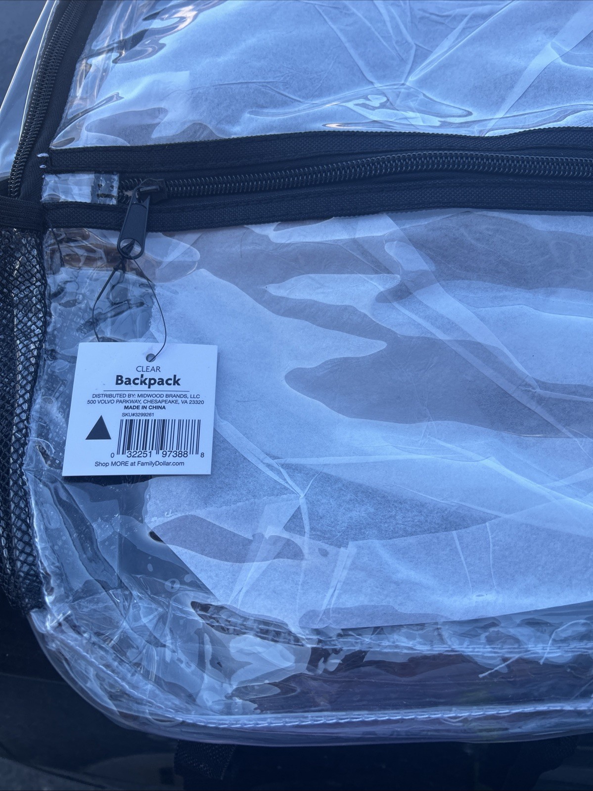Large Heavy Duty Clear Transparent PVC Backpack School Stadium Black Trim Color