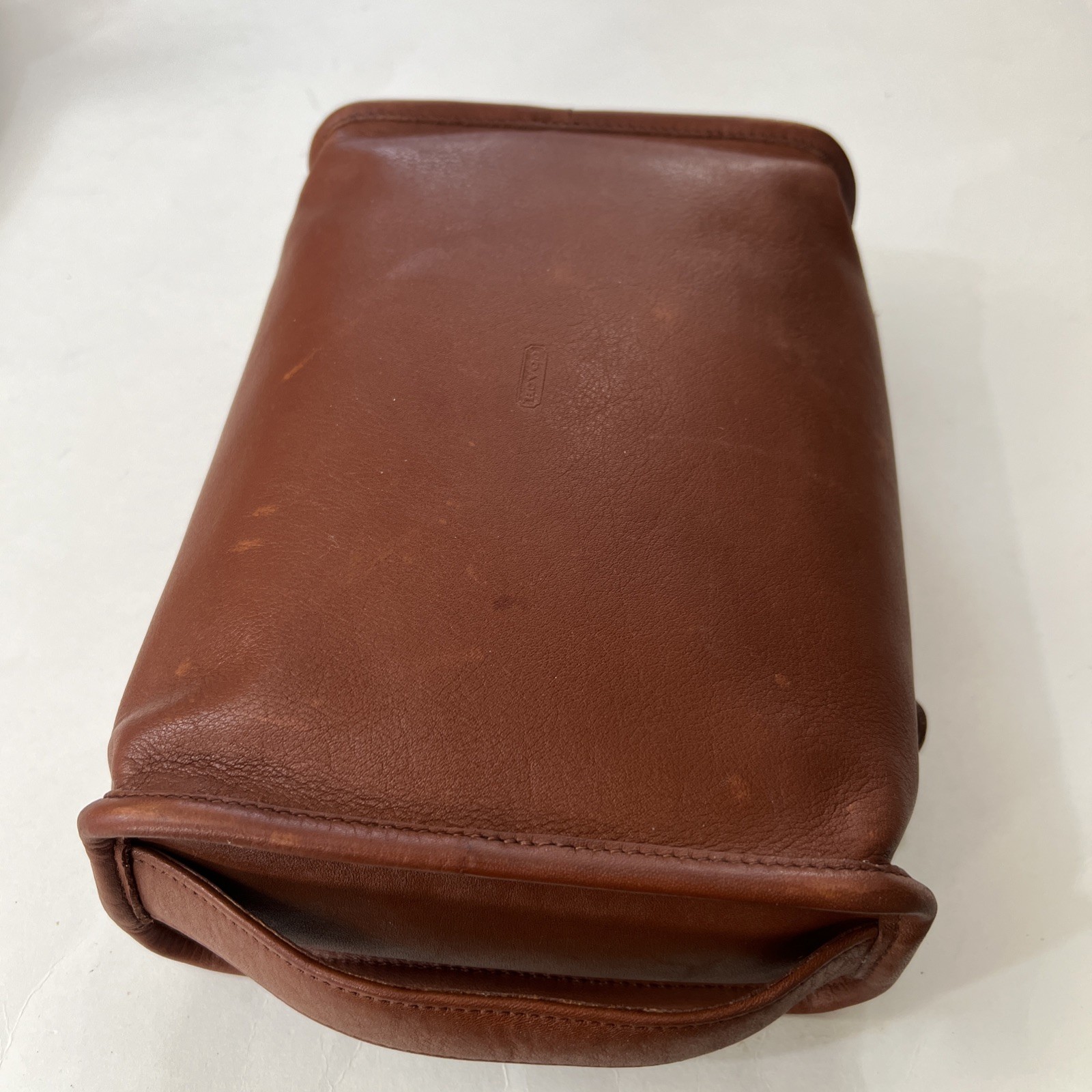 Vintage Coach Dopp Kit Men’s Brown Leather Toiletry Bag Travel Zip Around