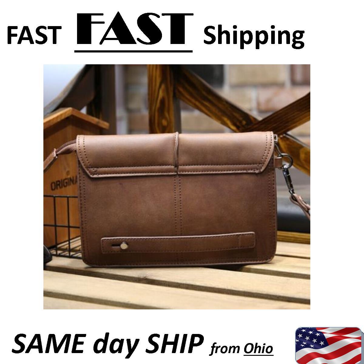 Very High Quality – Mens LARGE wallet / Handbag with strap – Leather BEAUTIFUL