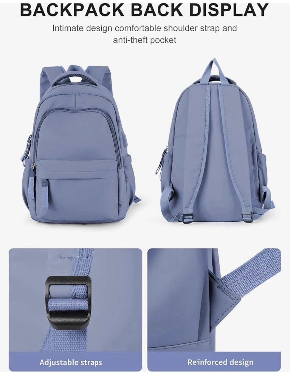 Waterproof 14″ Laptop Backpack USB Charging Port Office School Travel Bag NWT