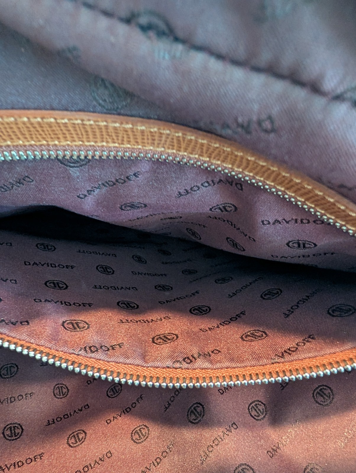Davidoff Italian Leather Laptop Briefcase Bag in Cognac w/Palladium Hardware